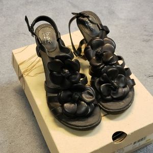 Boc, black leather, heeled sandals